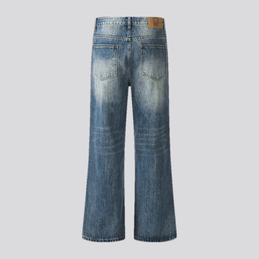 Mid rise distressed fashion men's jeans