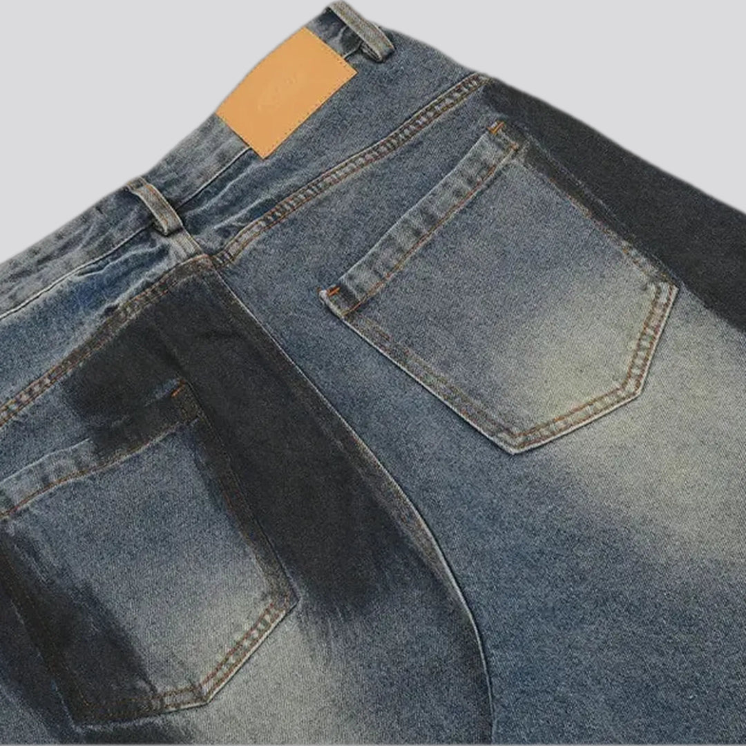 Fashionable faded wash men's jeans