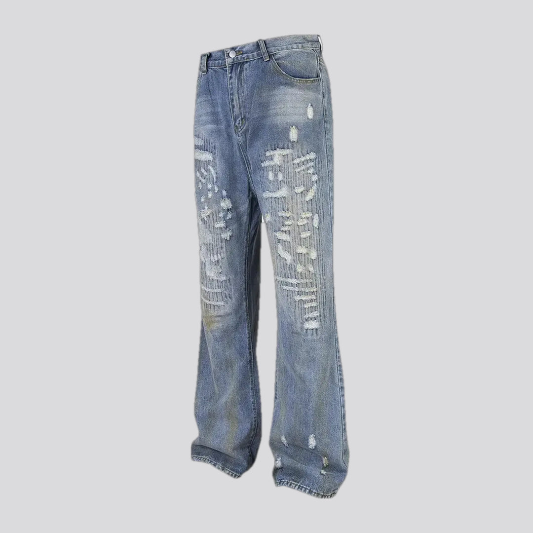 Straight fit and torn men's jeans