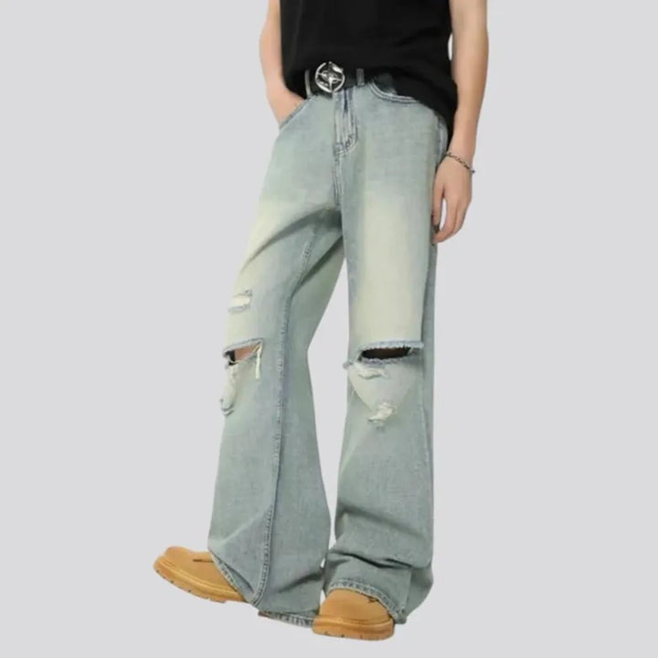 Washed out distressed jeans for men