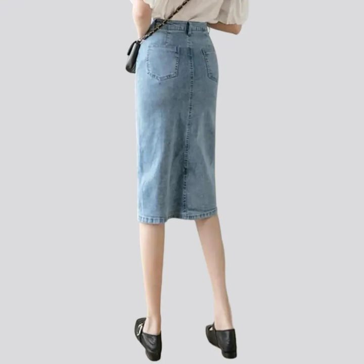 Midi high-waist women's denim skirt