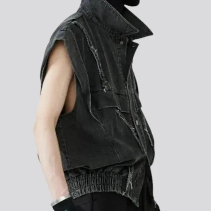 Washed out oversized men's denim vest