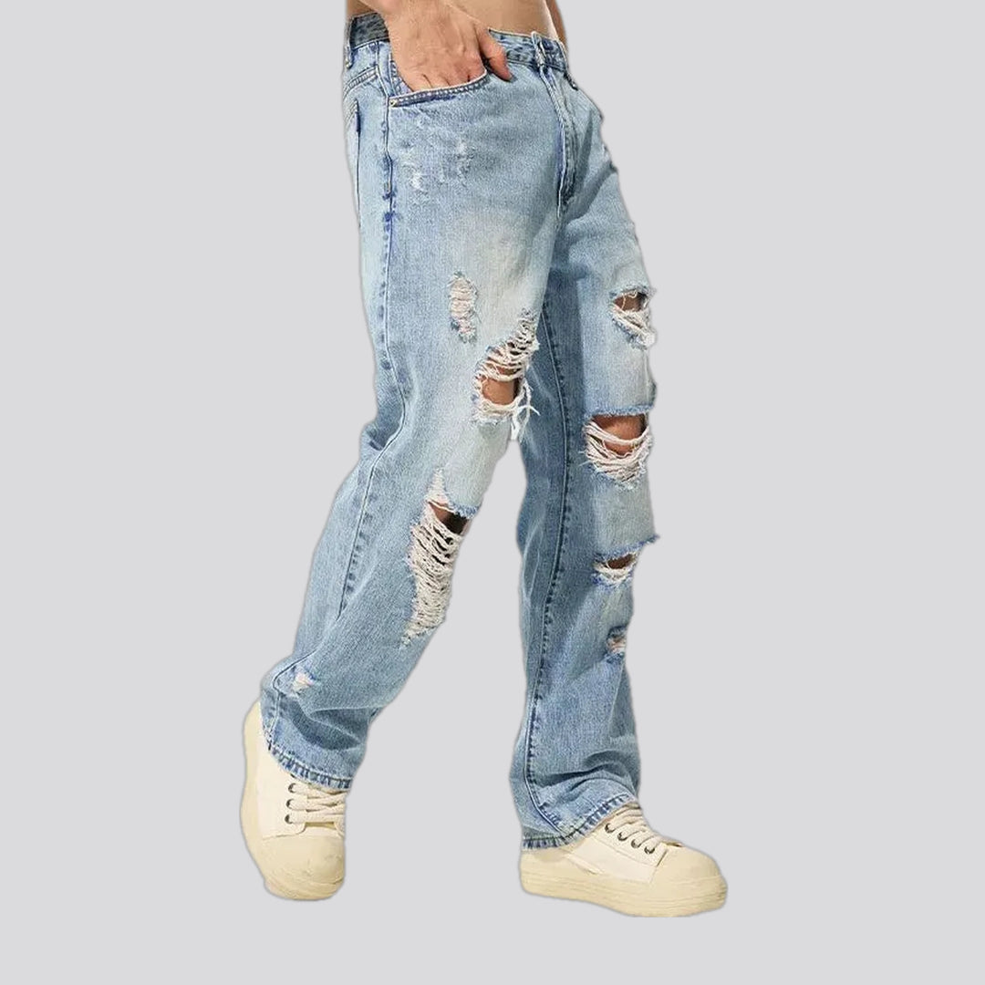 Loose fitting cutout grunge men's jeans