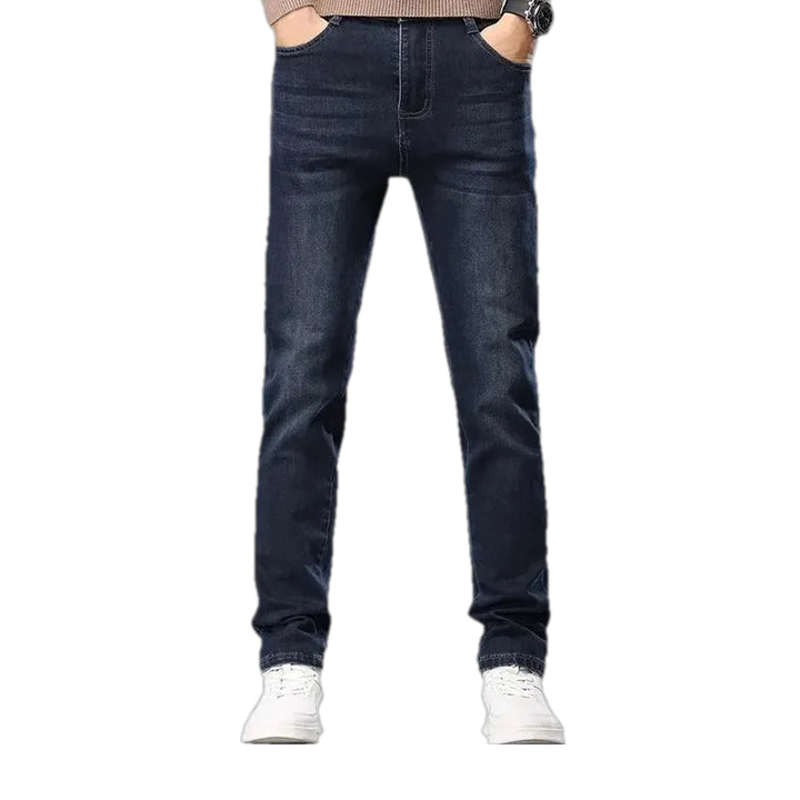 Slim-fitting Mid-rise Men's Jeans - Dark Blue