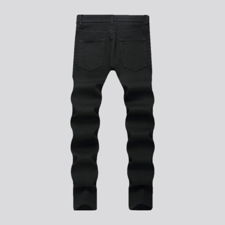 Fashionable medium rise stretchy men's jeans