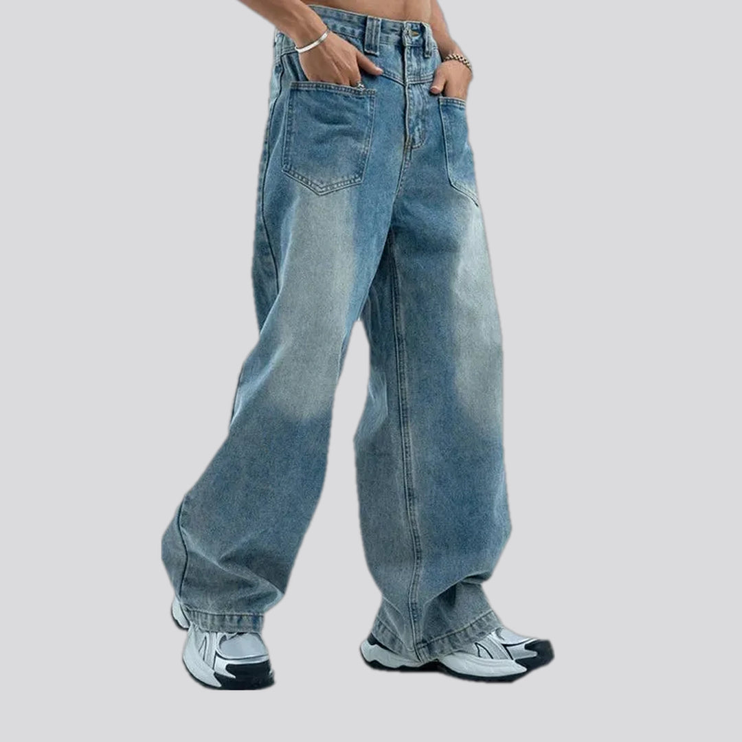 Washed out light fashion jeans for men