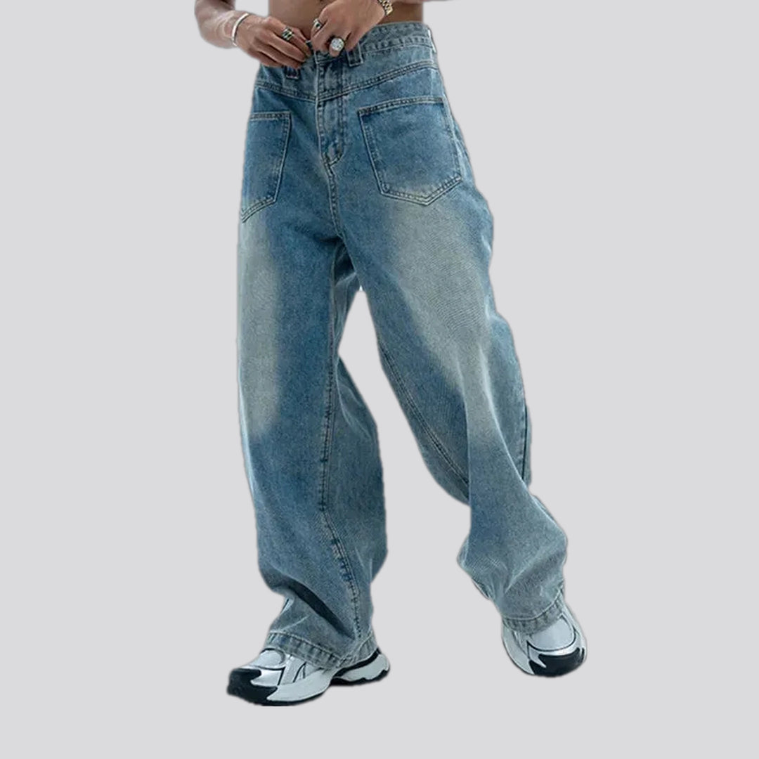 Washed out light fashion jeans for men