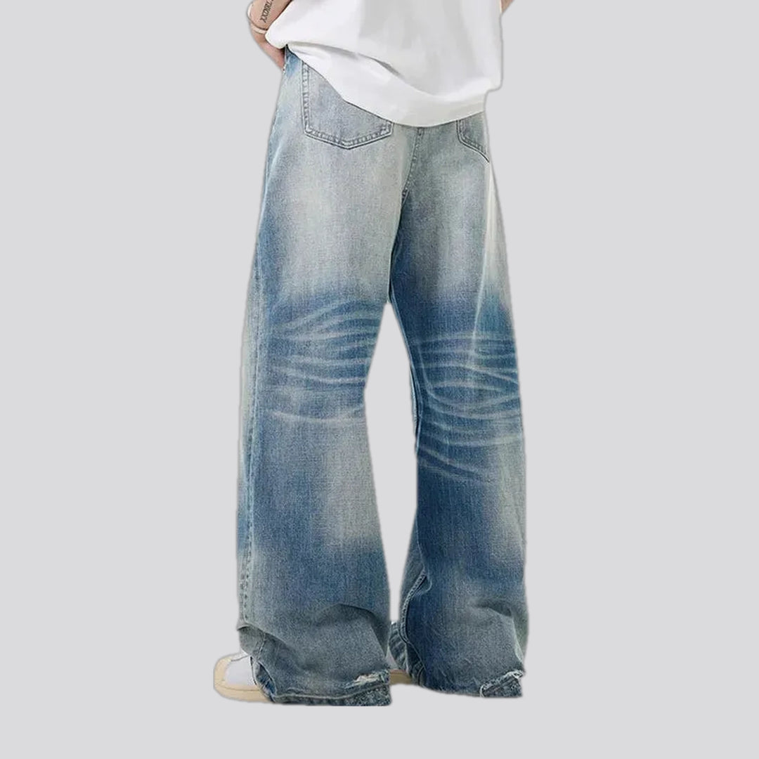 Sanded medium pattern baggy jeans for men