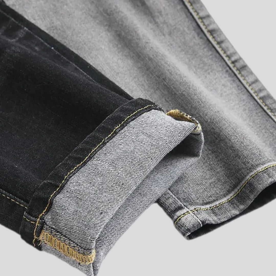 Elastic mid rise jeans for men