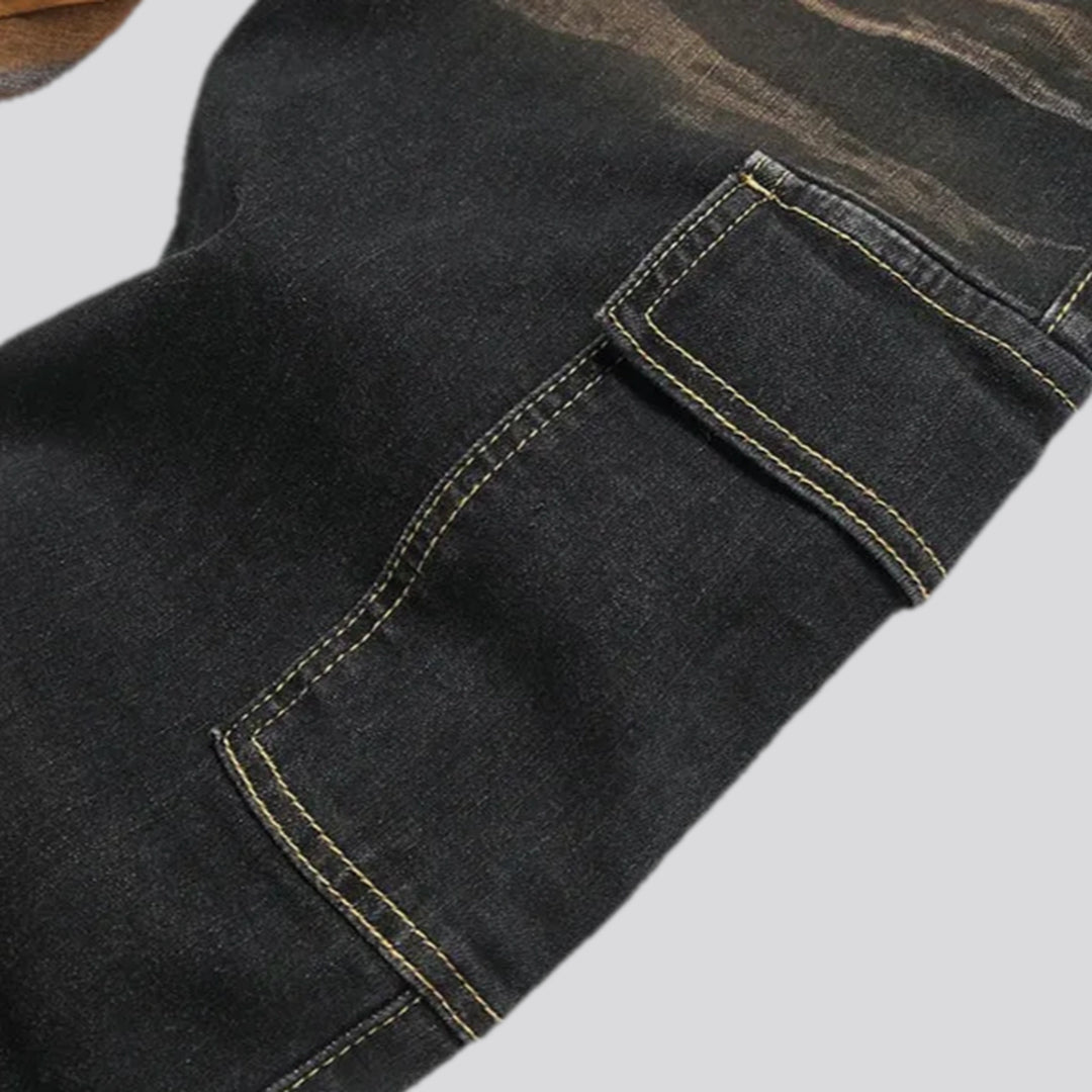 Elastic mid rise jeans for men