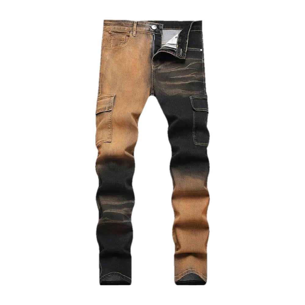 Elastic Mid Rise Jeans for Men - Sand