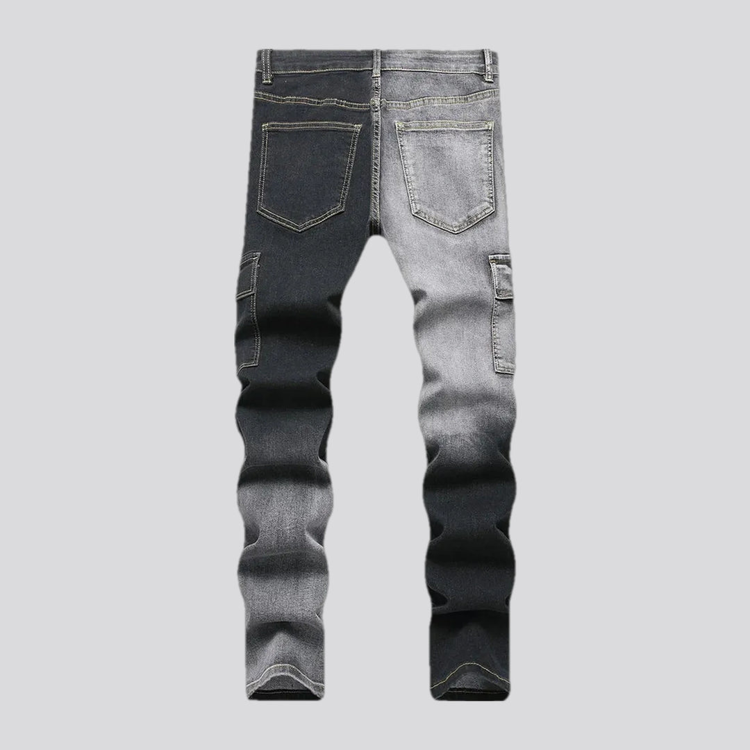 Elastic mid rise jeans for men