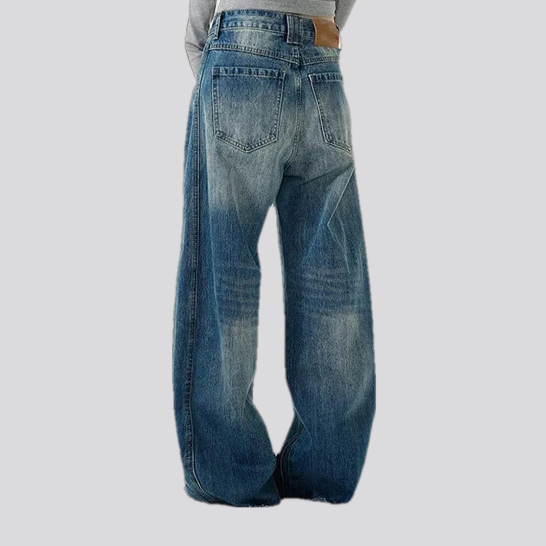 Mid rise faded stonewashed men's jeans