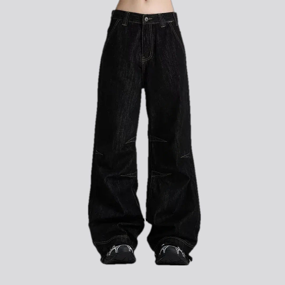 One-tone baggy mid rise men's jeans