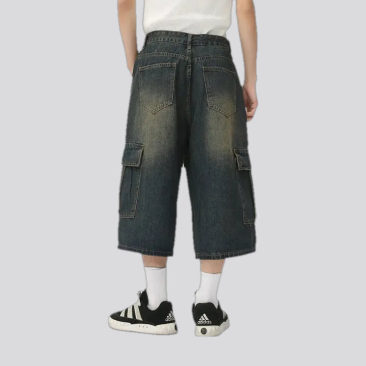 Mid-rise stylish men's jean shorts