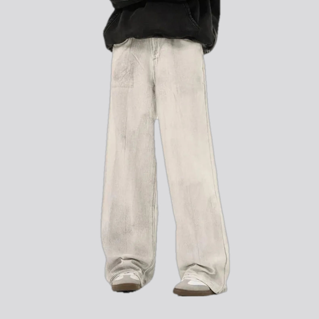 Fashionable washed out baggy men's jeans