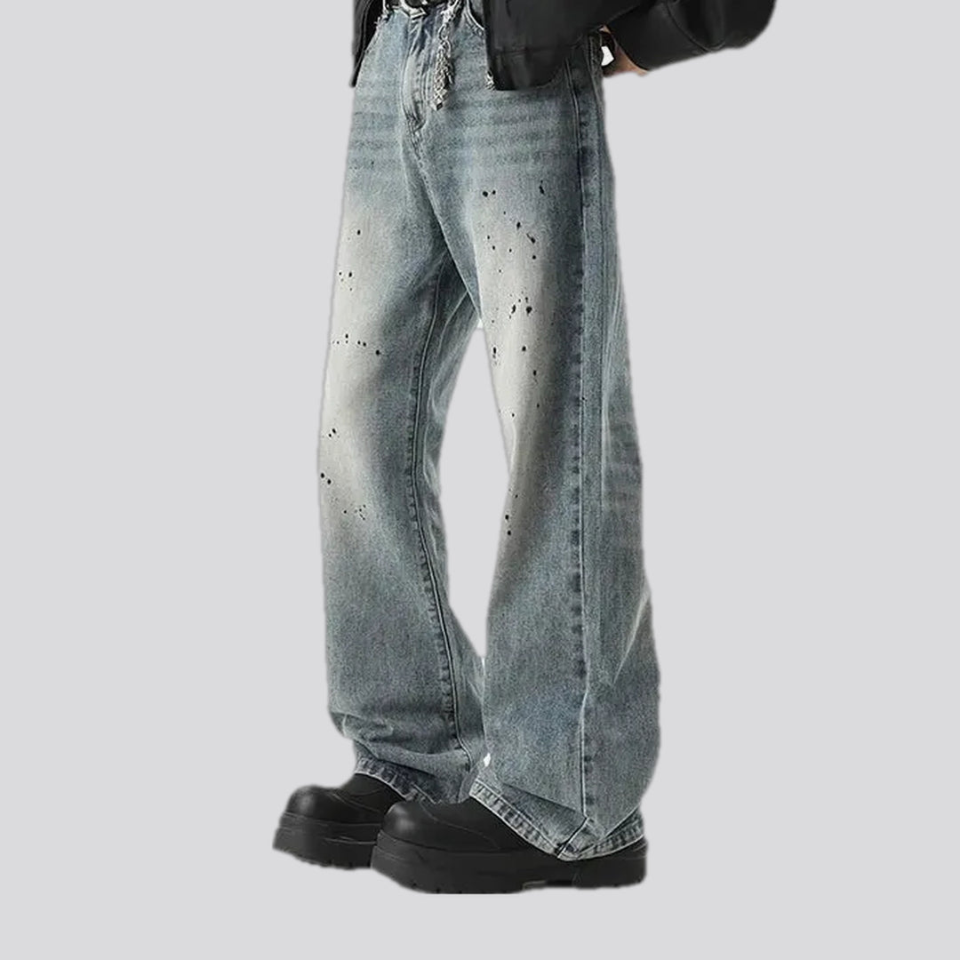 Fashionable mid waist men's jeans