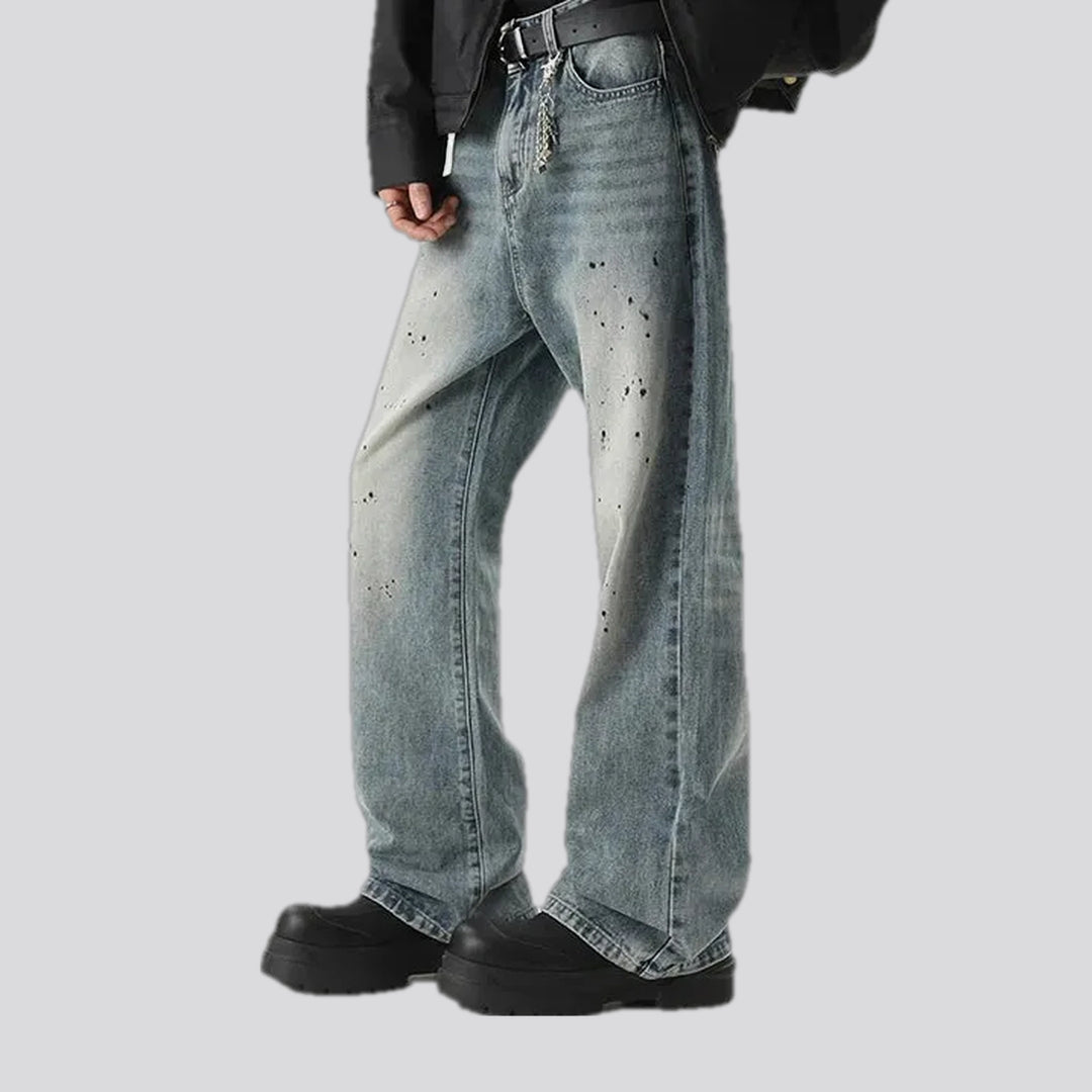 Fashionable mid waist men's jeans