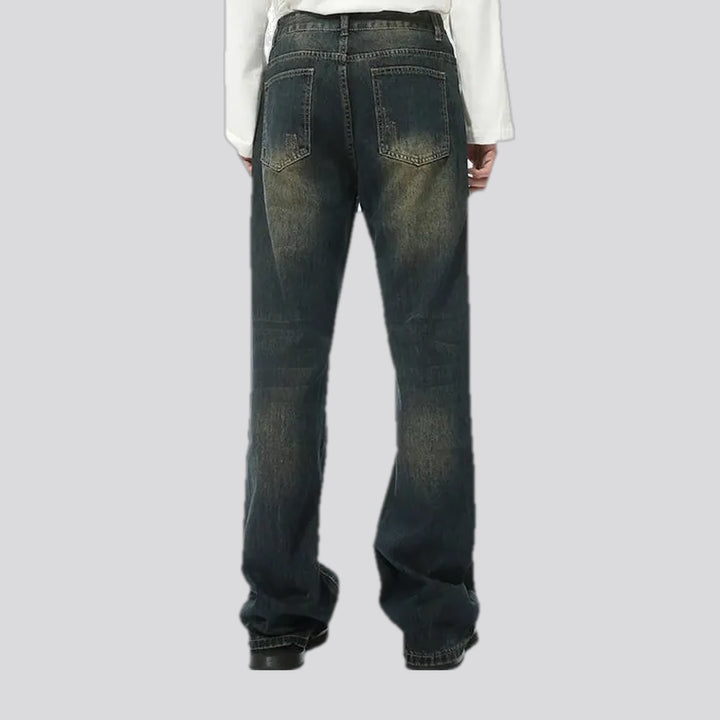 Dark faded bootcut men's jeans