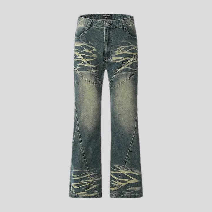 Boho style wide fit men's jeans