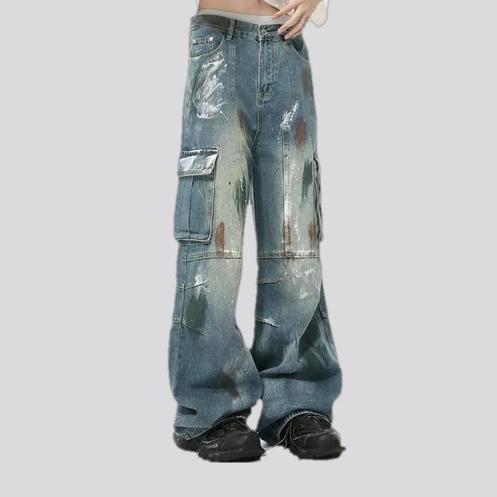 Art painted fashion street men's jeans