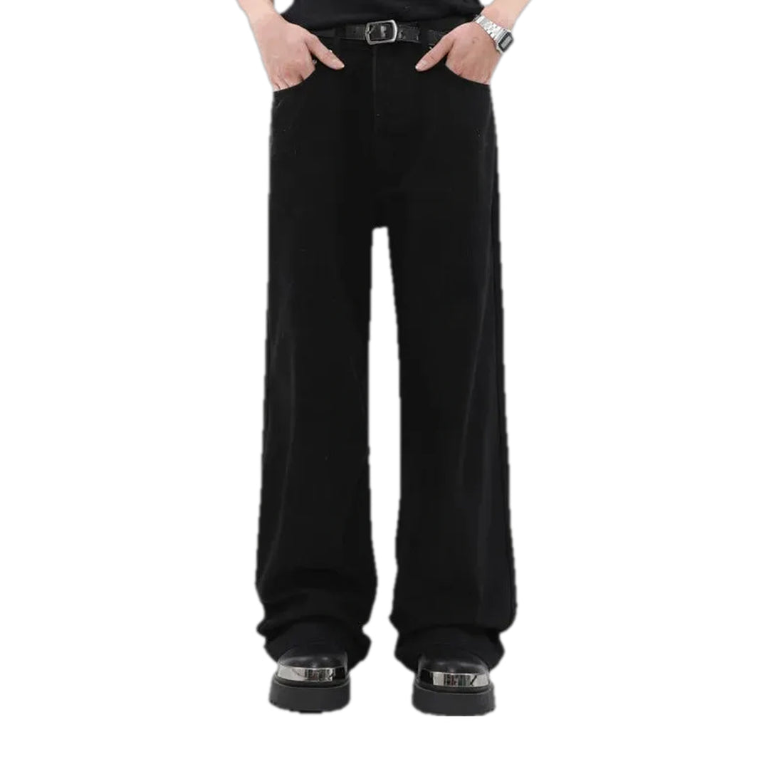 Casual Baggy Men's Denim Pants - Black