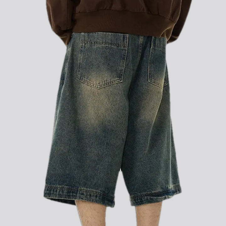 Sanded retro men's jeans shorts