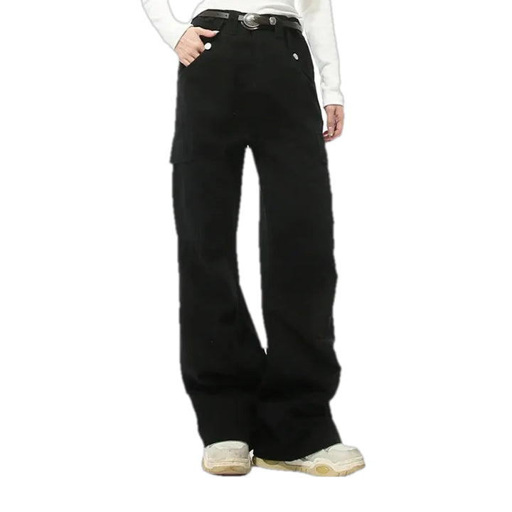 Colorful Baggy Men's Jeans Pants - Black