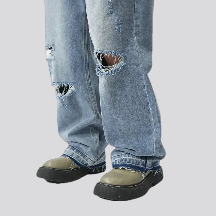 Faded mid waist men's jeans