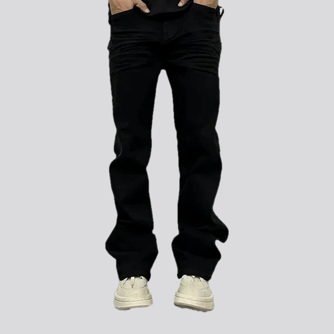 Chic monochrome casual bootcut men's jeans