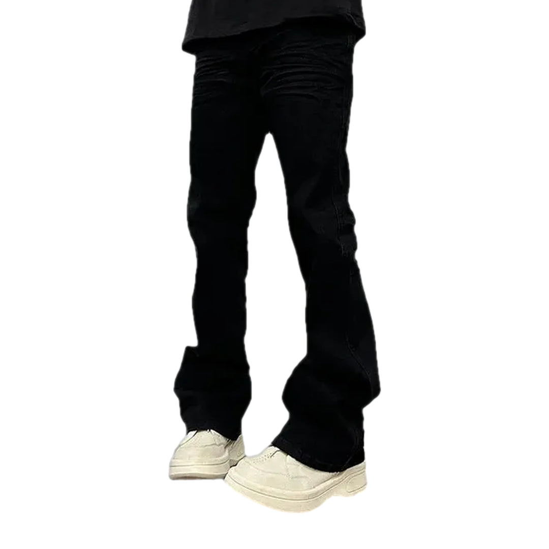 Chic Monochrome Casual Bootcut Men's Jeans - Black