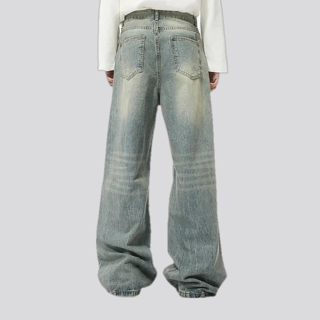 Light 90s fashion faded men's jeans