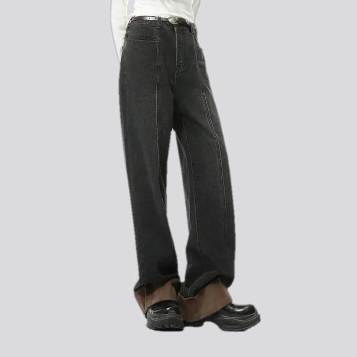 Wide fit stonewashed men's jeans