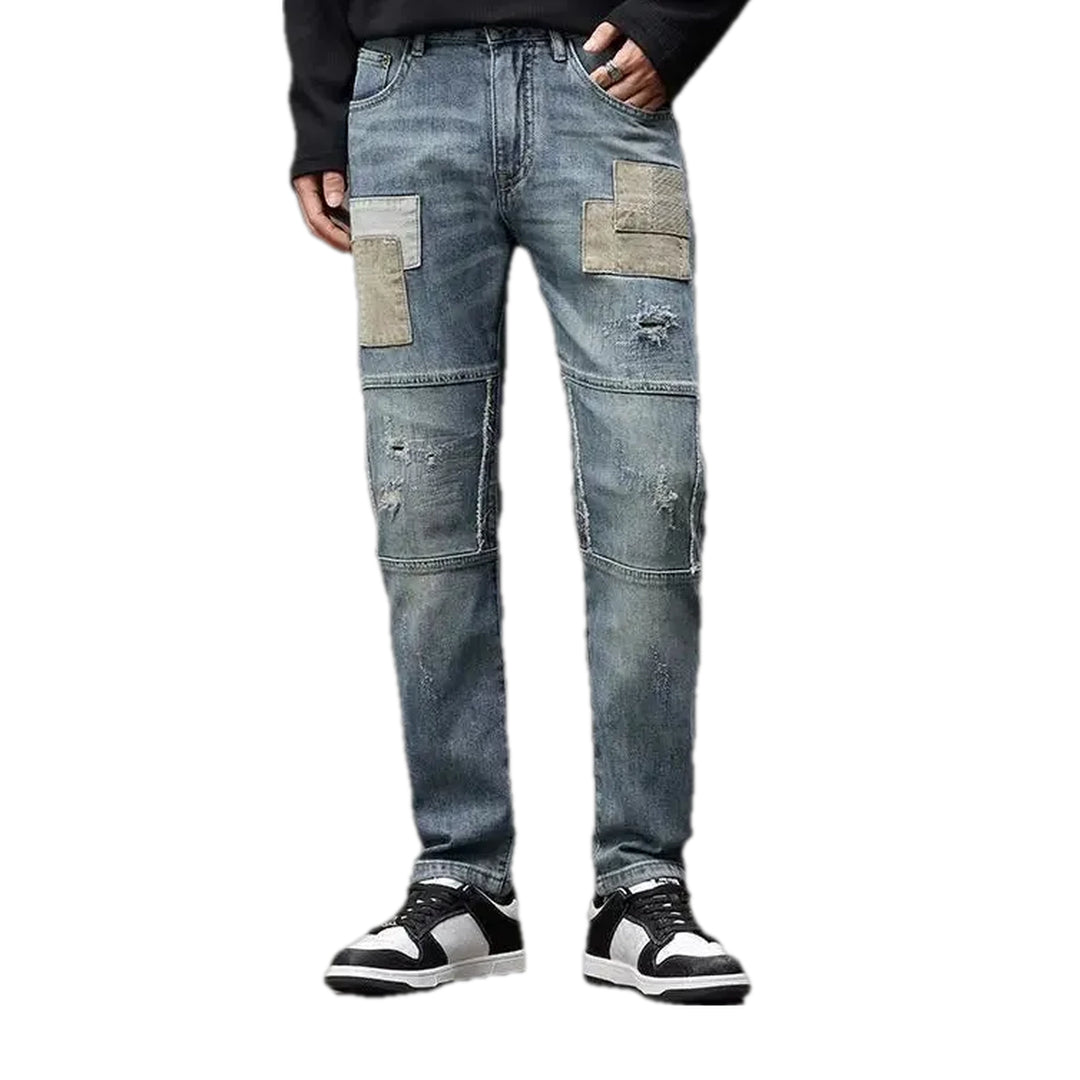 Elastic Tapered Men's Jeans - Light Blue