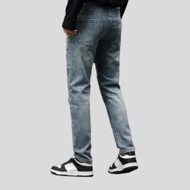 Elastic tapered men's jeans