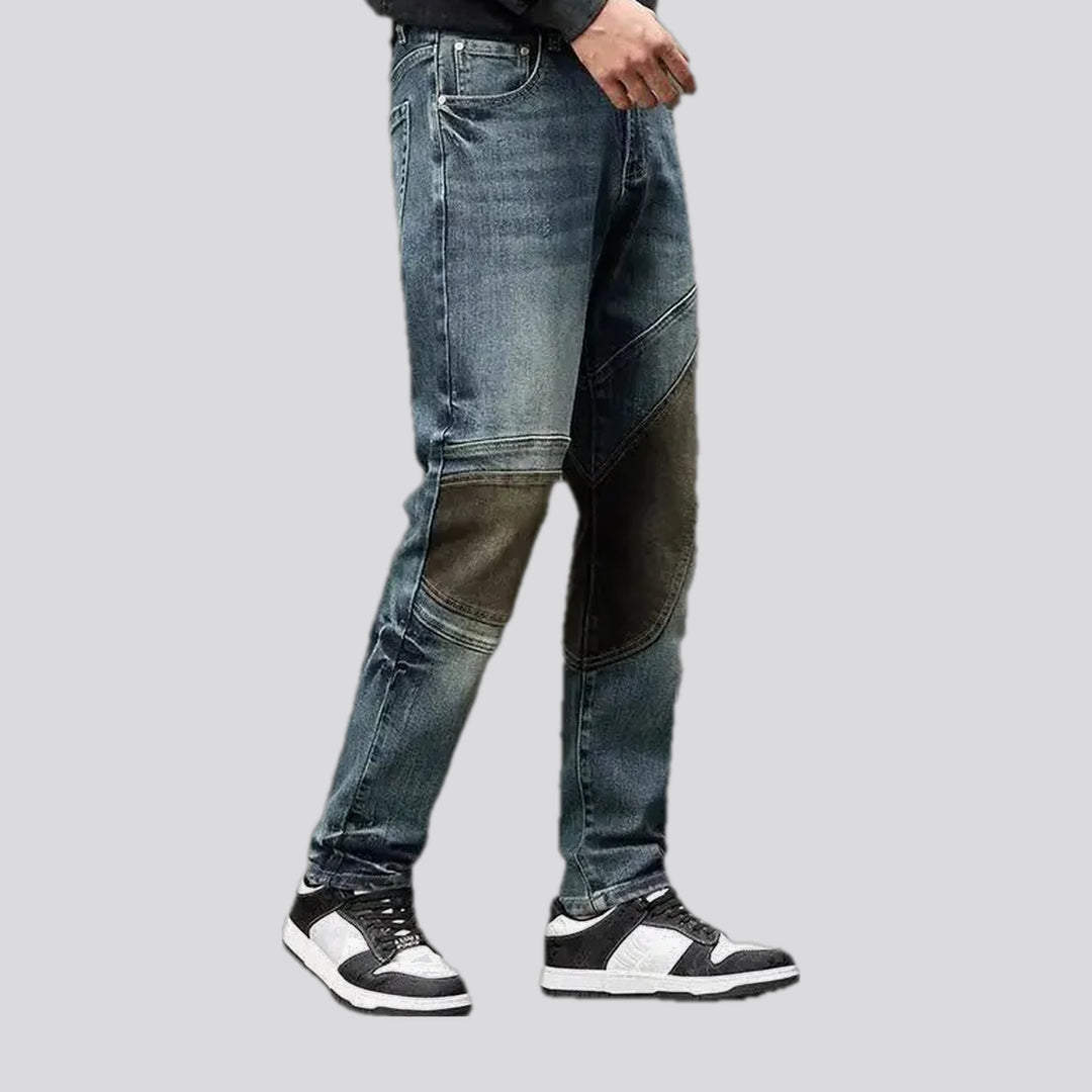 Midweight slim fit panneled men's jeans