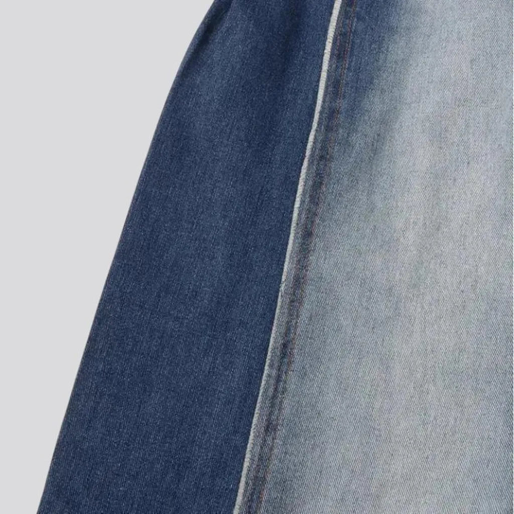 Frayed hem two-toned jeans for women