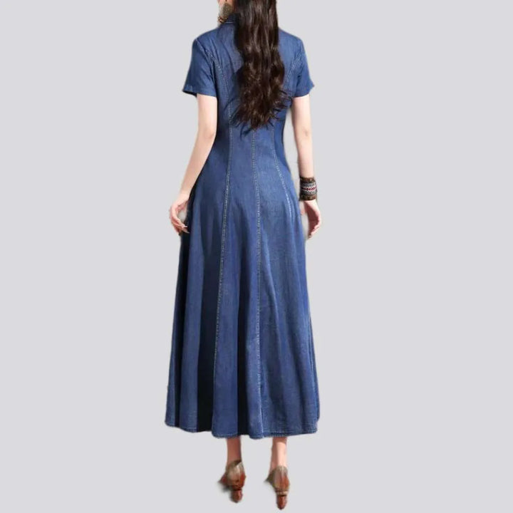 Medium wash boho women's jean dress