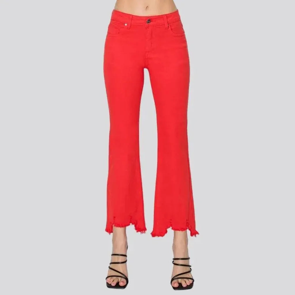 Mid-waist red jeans
 for women