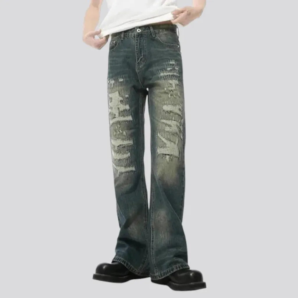 Mid-waist wide fit men's jeans