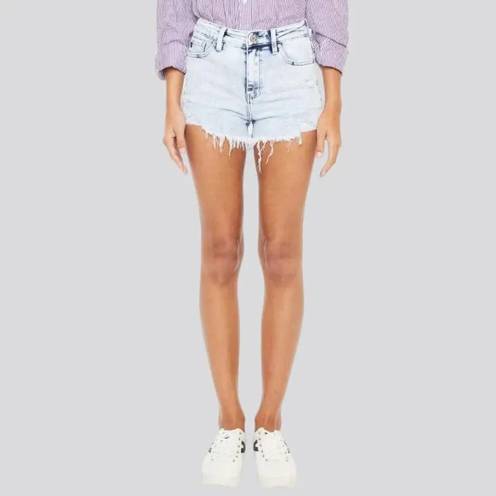 Grunge high-waist denim shorts
 for women