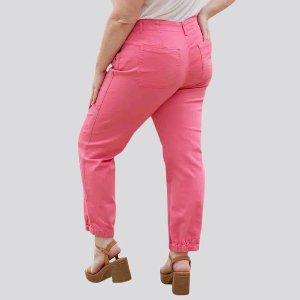 Ankle-length high-waist denim pants