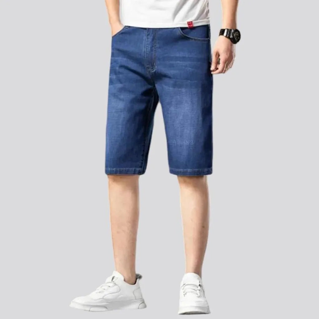Knee-length men's jean shorts