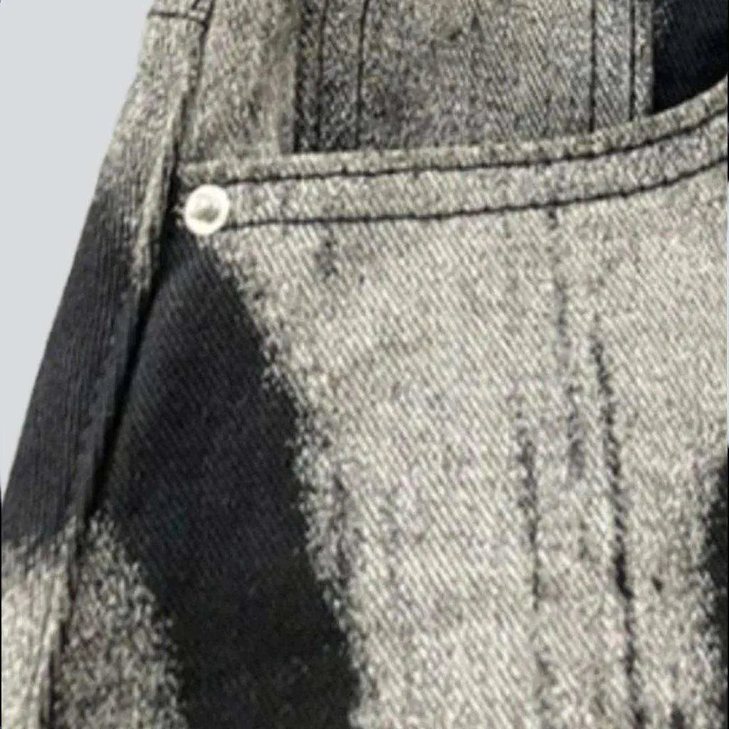 Tie-dyed vintage print denim skirt
