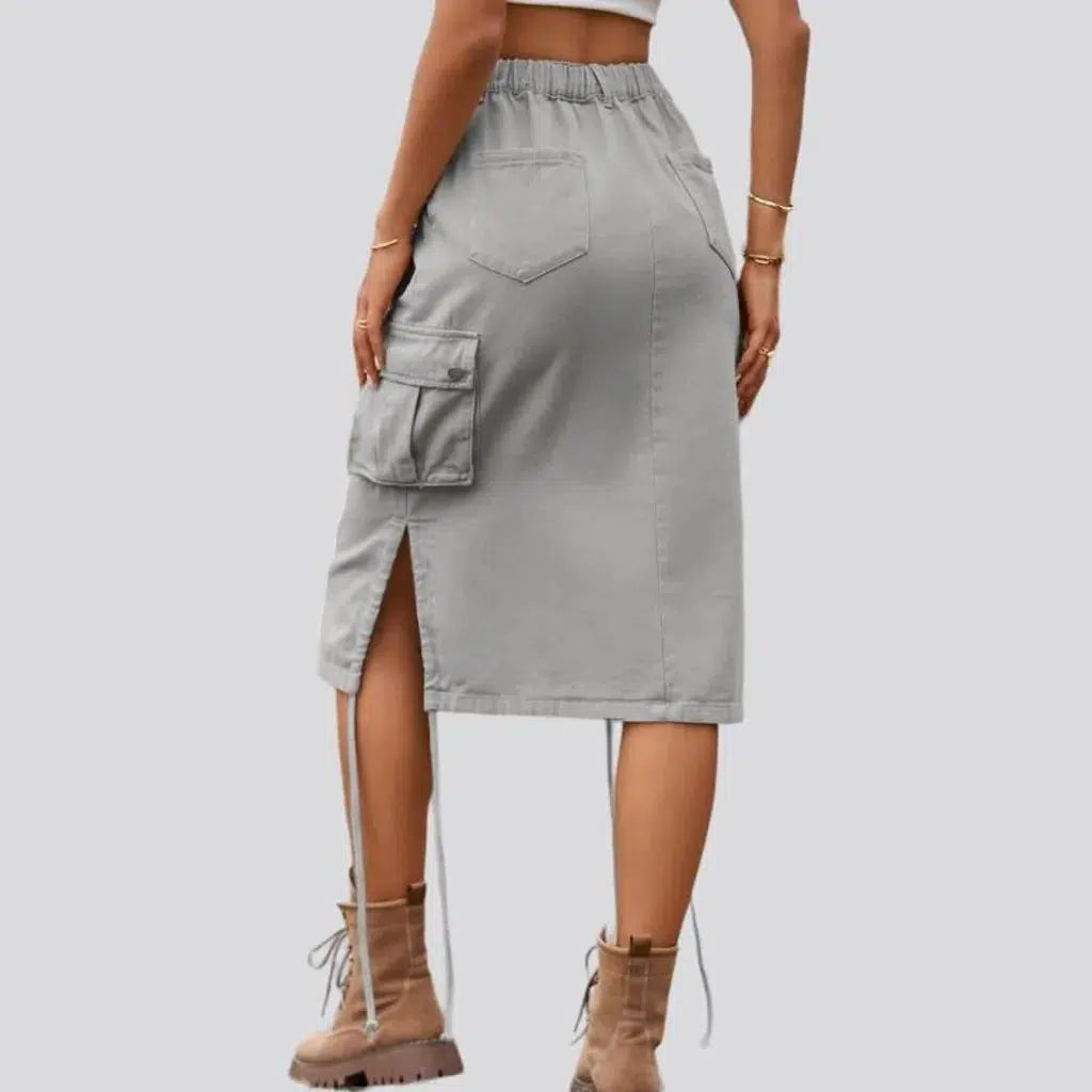 High-waist cargo jeans skirt
 for ladies