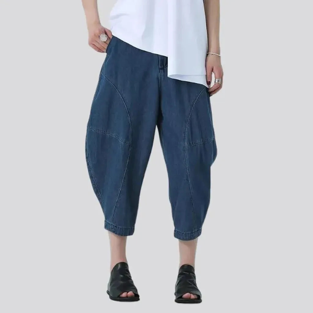 Harem medium-wash jean pants
 for ladies