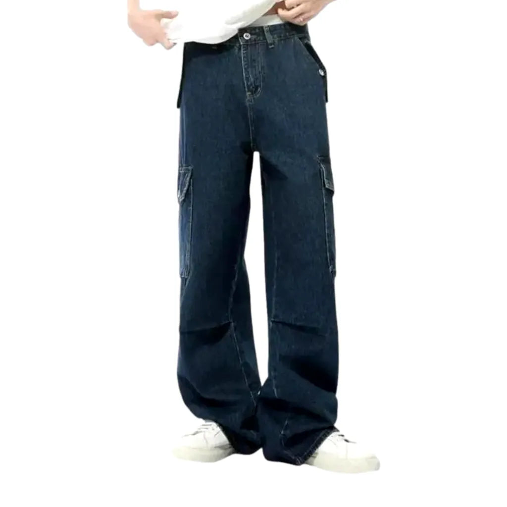 90s Fashionable Mid Rise Men's Jeans - Blue