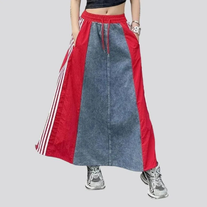 Side-bands women's jeans skirt