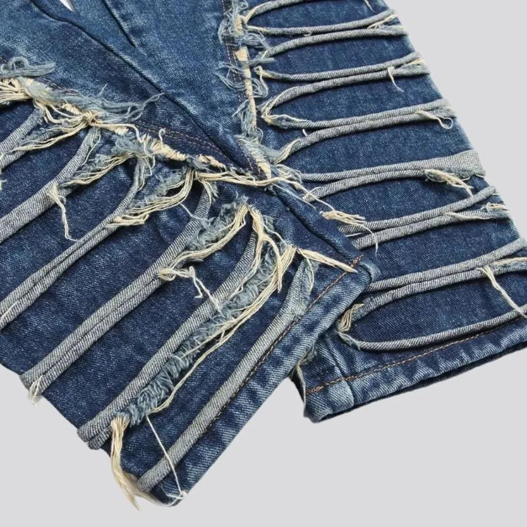 Embroidered men's sanded jeans