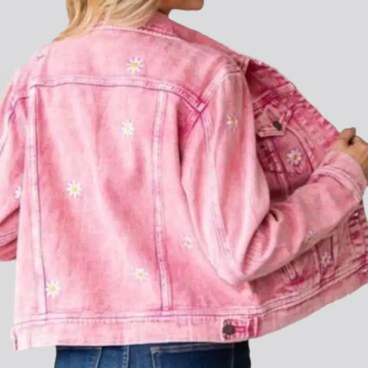 Pink color women's jean jacket